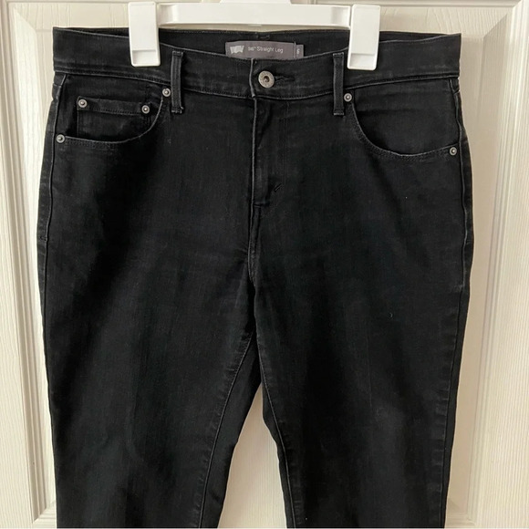 Levis 505 Womens Black Pants 6 Straight Leg Ankle Cropped Jeans Stretch Casual - Picture 10 of 17